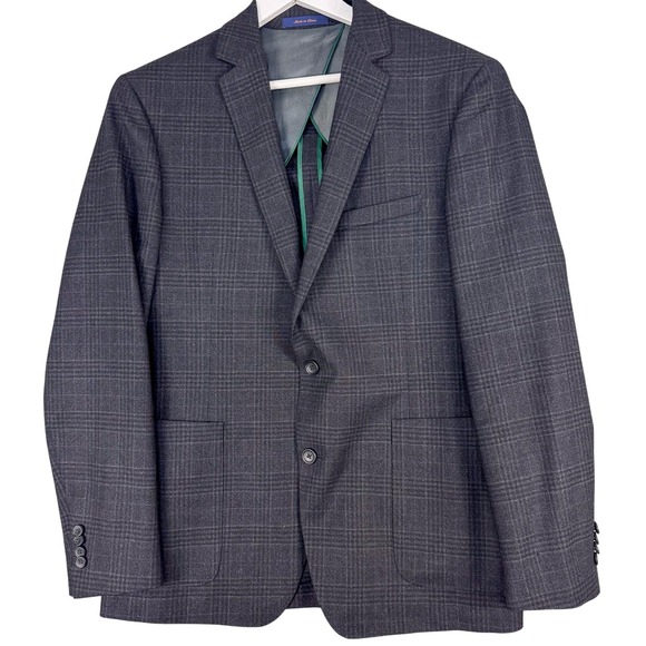 James Campbell Other - James Campbell Blazer Mens 42R Charcoal Plaid Wool Filarte Lanificio Sport Coat